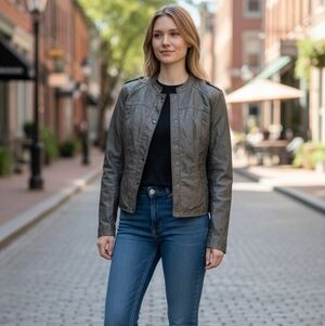 Maurices Brown Leather Biker Jacket